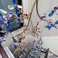 Ornement de branche de fleur en cristal Décoration de maison Fleur de cristal artificielle Tige Décoration de mariage de table