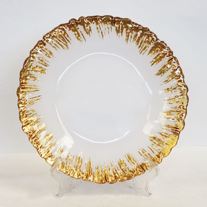 Assiette à fruits et assiette à dîner <span class=keywords><strong>de</strong></span> haute qualité avec bordure dorée et design plissé pour hôtel, restaurant, banquet - Product Image 2