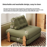Canapé-lit modulaire convertible extensible et pliable en bois massif, style crème, revêtement en polyester, rembourrage en latex