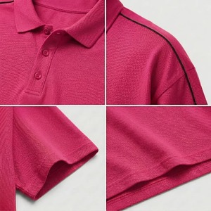 Polo de Manga Corta Rosa para Hombre, Corte Regular, Color Sólido, Estilo Oxford Informal, Diseño con Botones, Transpirable - Product Image 2