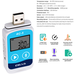 Tùy Chỉnh OEM USB Dữ Liệu Logger Datalogger Ghi RC-5 + PDF Nhiệt Độ Dữ Liệu Logger Nâng Cấp Duy Nhất Không Dây Làm Lạnh - Product Image 1