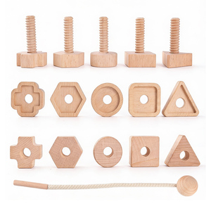 Bloques de Madera con Formas para Bebés Montessori, Juego de Enhebrar <span class=keywords><strong>y</strong></span> Combinar Tuercas, <span class=keywords><strong>Actividad</strong></span> Educativa, Juguetes de <span class=keywords><strong>Enseñanza</strong></span> con Tornillos para Niños Pequeños - Product Image 5