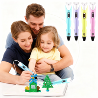 Pena Printer 3D Anak Laris Manis Otomatis dengan USB, Set Pena 3D dengan 3M*3 Warna PLA