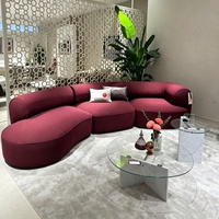 Canapé d'angle modulaire en tissu en forme de L, trois places, rouge bordeaux, style médiéval, directement de l'usine, écologique, durable, pour salon et hôtel
