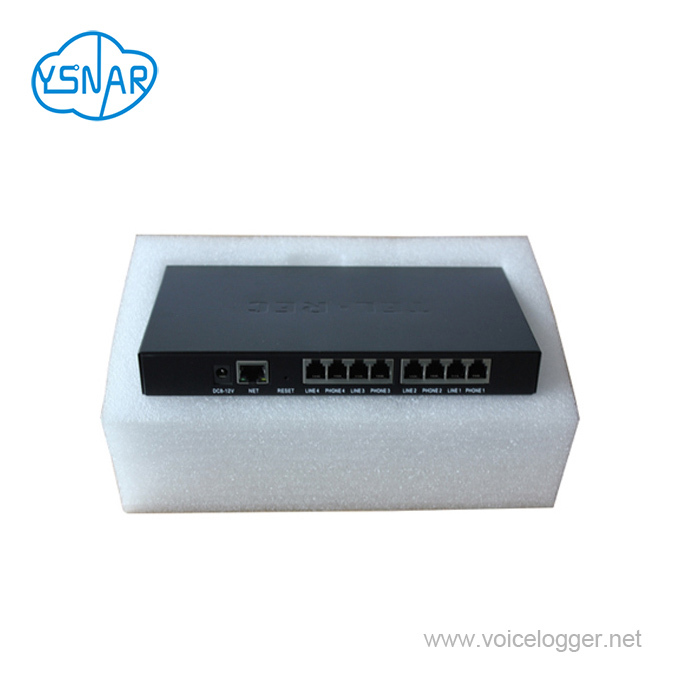 4-línea P2P red voz registrador de los puertos/Canales integrados en la nube grabadora de teléfono a través de software CMS