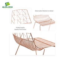 Chaises de salle à manger Sunland Luxury Steel Wire, finition or rose, adaptées aux hôtels, restaurants et banquets en intérieur.