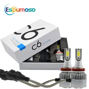 Harga Pabrik C6 Led Headlight Bulb COB Led H4 H7 H11 9005 9006 6500K Led Headlamp 36W 3800lm C6 Led Lampu Depan untuk Mobil