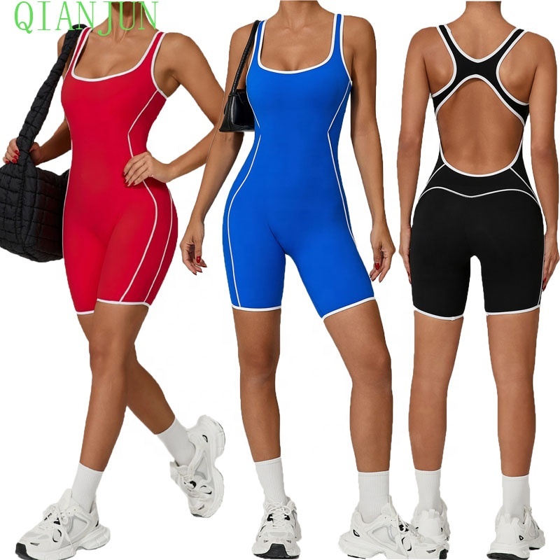 Custom Logo Women's Sexy Backless Sleeveless Exercise Yoga Clothes Gym Fitness Sports Shape The Body One Piece Yoga Clothes