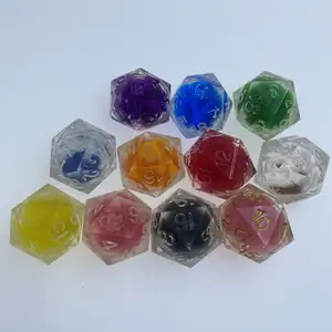 D20 dado de resina borda afiada dungeons e dragons conjunto de dados poliédricos núcleo líquido