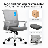 Chaise de bureau ergonomique moderne à dossier haut en maille, confortable, pour usage professionnel et domestique, idéale pour les bureaux commerciaux, gris