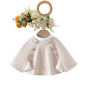 Giacca con Mantella Tinta Unita Autunno Inverno, Stile Casual con Collo a O, 100% Poliestere Traspirante per Bambine (Senza Strato Interno) - Product Image 1