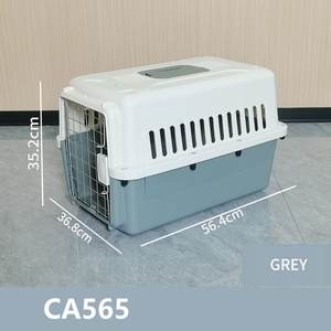 <span class=keywords><strong>Cage</strong></span> de <span class=keywords><strong>transport</strong></span> pour animaux de compagnie en plastique PP empilable gris CA565 avec roues, porte en métal, approuvée par les compagnies aériennes, conforme à la norme IATA, pour chiens et chats - Product Image 1