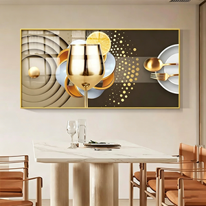Nouvelle Décoration de <span class=keywords><strong>Restaurant</strong></span> 2026 : Tableau Mural Moderne de Luxe en Porcelaine Cristalline Abstraite, Peinture Couteau <span class=keywords><strong>Fourchette</strong></span> Verre à Vin - Product Image 5