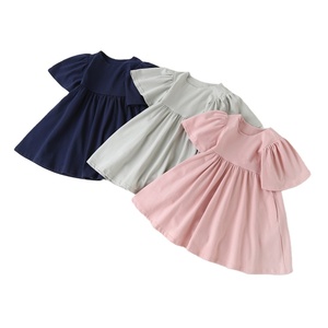 Puffy manica corta in cotone lavorato <span class=keywords><strong>a</strong></span> <span class=keywords><strong>maglia</strong></span> 100% cotone tinta unita bambina e donna abiti Casual <span class=keywords><strong>a</strong></span> spirale - Product Image 2