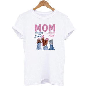 تي شيرت نسائي, تي شيرت نسائي مكتوب عليه ورود لتدفئة الأطفال والبنت والأم باللون الأسود - Product Image 5