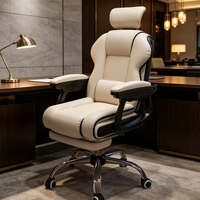 Chaise d'ordinateur moderne en métal durable avec surface en cuir pour la maison, le bureau et la chambre, réglable en hauteur et pivotante