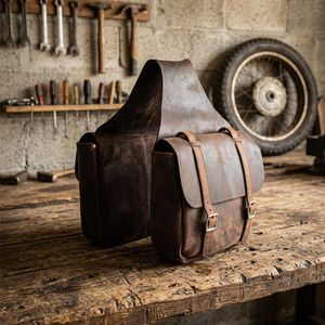 Sac de selle western en cuir véritable pour cheval et moto, fait main, sculpté à la main, avec accessoires en acier inoxydable, taille personnalisable - Product Image 2