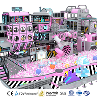 Aoleao Aire de Jeu Intérieure Personnalisée Rose, Piscine à Balles, Toboggan, Mur d'Escalade, Jeu Interactif pour Enfants, 500 kg, Jeu Doux Certifié CE TUV