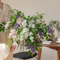 Fleur de lilas artificielle au toucher réel, petite branche, simulation de lilas en soie pour la décoration de la maison, mariage, décoration florale intérieure