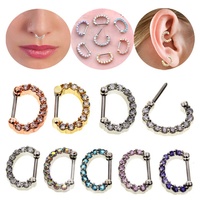 Cincin tindik badan modis, perhiasan bentuk D warna zirkon, cincin hidung Septum tulang rawan telinga, cincin Clicker Tragus