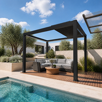 Pergola bioclimatique motorisée extérieure, imperméable, OEM, personnalisable, réglable, rétractable, en aluminium à lames orientables avec système de drainage