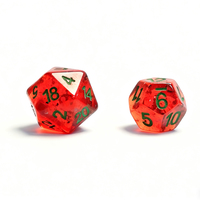 Ensemble de dés en résine polyédrique à coins arrondis, rouge bonbon, avec logo personnalisé, 7 pièces, pour le jeu de rôle Dungeons and Dragons