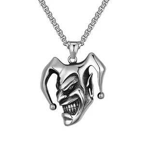 European and American jewelry evil clown smiley face necklace stainless steel pendant fashion titanium steel accessories