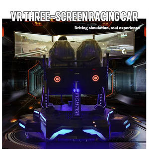 Machine de course VR 2 places à 3 écrans Simulateur de <span class=keywords><strong>voiture</strong></span> 3D intérieur à trois axes avec volant en métal Simulateur de conduite de <span class=keywords><strong>voiture</strong></span> de jeu - Product Image 4