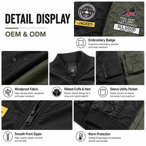 Men's Plus Size Customizable <strong>Denim</strong> Bomber <strong>Jacket</strong> Casual Crew Neck Waterproof Breathable Eco-Friendly Cotton <strong>Liner</strong> for Autumn - Product Image 5