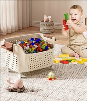Boîte de rangement de jouets en plastique de grande capacité pour blocs de construction pour enfants et poupées panier de rangement pour bébé domestique