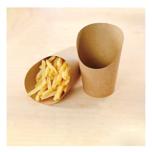 Boîte en papier jetable, 1000 pièces, kraft/blanc, logo personnalisé imprimé, pour frites française, fast food, bon marché - Product Image 3