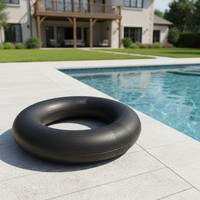 Bouée de natation gonflable noire en caoutchouc butyle robuste avec chambre à air intégrée pour adultes et enfants, jouet aquatique pour rivière et plage