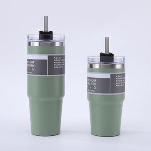 MHD-2022 Tasse de voyage isotherme sous vide en acier inoxydable 20oz avec paille, noire - Product Image 3