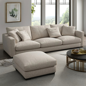 Bộ ghế sofa mô đun hiện đại tối giản màu trắng, chất liệu vải, nội thất phòng khách, thiết kế đơn giản kiểu châu Âu, mút làm mát đặc biệt - Product Image 2