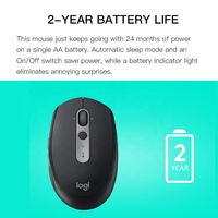 Logitech M590 Mouse nirkabel kantor, Mouse bisu putih dengan penerima 2.4G nirkabel