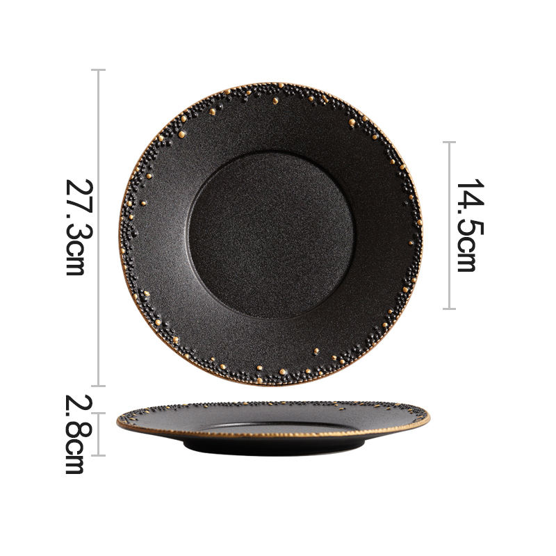 สีทองสีดำผิวตื้นขนาด10.75นิ้ว