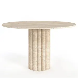 Mesa de comedor con patas de columna redonda Traverten