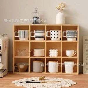 Desktop <b>Solid</b> <b>Wood</b> Twelve Compartment Storage Box For Tea Sets And Water Cups Modern Simple Style - Product Image 1