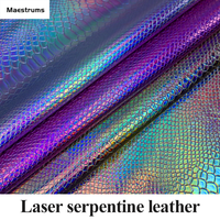 Tissu en cuir PU serpentin laser - Imperméable, écologique, épaisseur personnalisable, motif gaufré pour vêtements et ameublement