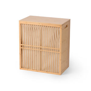 Panier à linge de haute qualité amovible en bambou à double compartiment, élégant et moderne avec doublure en tissu à prix compétitif - Product Image 3