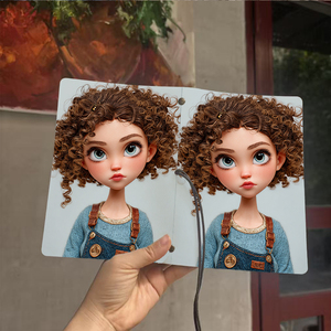 Carnet A6 avec <span class=keywords><strong>d</strong></span>écoration de feuille Cadeau <span class=keywords><strong>d</strong></span>'anniversaire de travail pour assistants administratifs avec fille aux cheveux bouclés en salopette Pri - Product Image 6