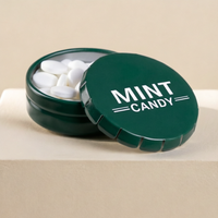 Boîte en fer blanc ronde unie à couvercle à pression pour pilules, bonbons à la menthe, emballage alimentaire, mini-boîte métallique pour menthes en boîte avec logo personnalisé