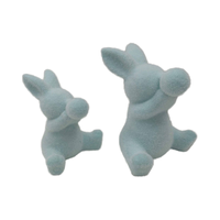 Figurines de lapin de Pâques en céramique floquée personnalisables - Design européen, décoration de maison de haute qualité