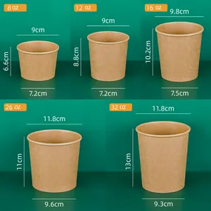 Ciotola di carta kraft monouso personalizzata per zuppa eco friendly scatola di zuppa di carta snack contenitori per alimenti