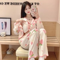 Pyjama une Pièce pour Femme en Coton, Cardigan à Manches Longues Motif Chat de Dessin Animé, Respirant et Décontracté, Taille XS pour Tenue d'Automne