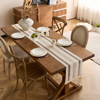 Dazhou coton lin tissé résistant à l'huile géométrique rayure deux couleurs couture personnalisable chemin de Table gland café/thé décor à la maison