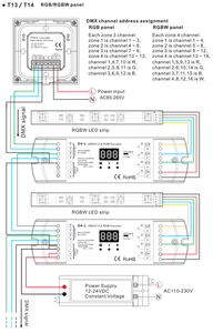 SKYDANCE-Panel táctil T14 100-240VAC RGBW, <span class=keywords><strong>4</strong></span> zonas, control de pared inalámbrico por RF, controlador DMX512 master DMX - Product Image 4