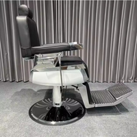 Chaise de barbier de luxe en cuir noir de qualité Antique Classics Heavy Duty Rotating Styling pour salon de coiffure avec inclinaison