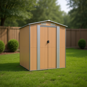 Casetta da Giardino in Acciaio Zincato Marrone Chiaro 75.6x75.2x87.8 Pollici per Stoccaggio Esterno - Product Image 2