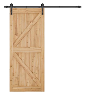 Kit de quincaillerie pour <span class=keywords><strong>porte</strong></span> coulissante STG Modern Black 5FT, système de <span class=keywords><strong>rail</strong></span> de glissière pour <span class=keywords><strong>porte</strong></span> en bois intérieure et extérieure - Product Image 1
